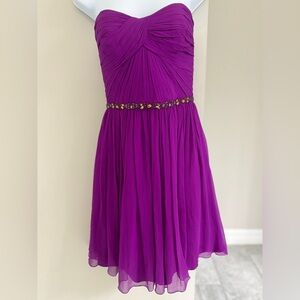Monique Lhuillier Purple Chiffon Dress with Beading
